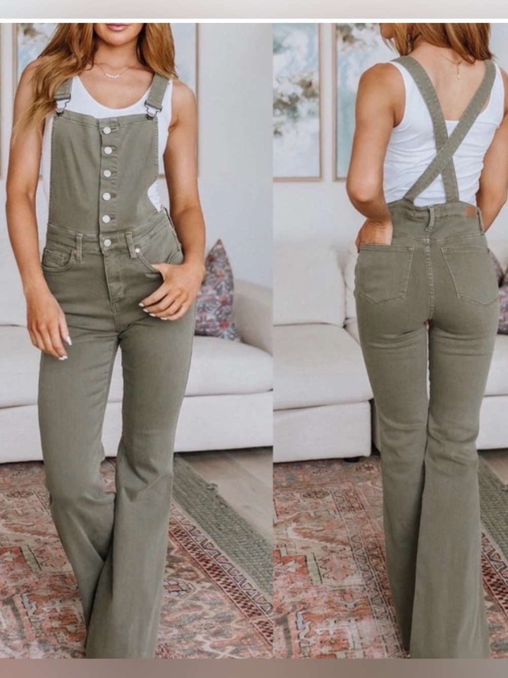 Judy Blue Olivia Control Top Release Frayed Hem Overalls Size XL